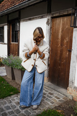 Camel Shearling Button Down Coat