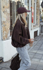 Chocolate Faux Suede Crop Jacket