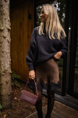 Chocolate Satin Mini Skirt