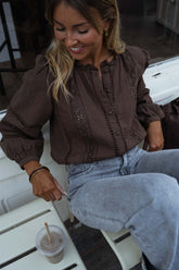 Chocolate Button Down Blouse