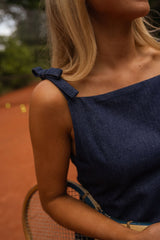 Navy Blue Slim Denim Dress