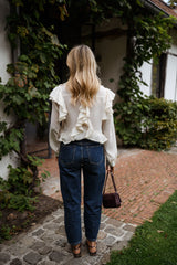 White Ruffled Flounce Chiffon Blouse