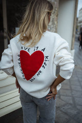 White Sweetheart Print Knit Cardigan