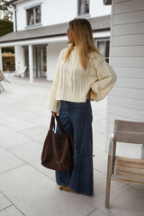 Butter Yellow Cable Knit Pullover Sweater