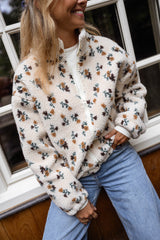 Delicate Floral Fleece Jacket