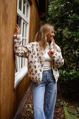 Delicate Floral Fleece Jacket