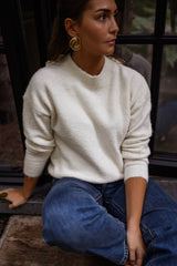 Sweatheart Cutout Rosette Trim Knit Sweater