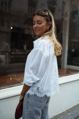 White Lace Paneled Shirt