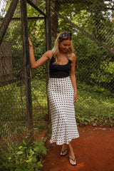 Polka Dot Print Midi Skirt