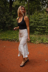 Polka Dot Print Midi Skirt