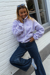 Purple Striped Fleece Coat