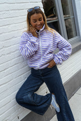Purple Striped Fleece Coat