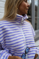 Purple Striped Fleece Coat