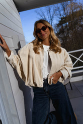 Beige Corduroy Batwing Jacket