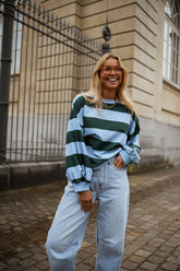 Green and Blue Striped T-shirt