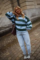Green and Blue Striped T-shirt