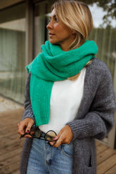 Green Ribbed Knit Scarf