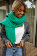 Green Ribbed Knit Scarf