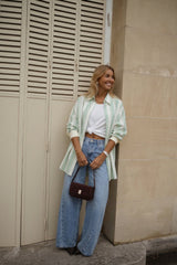 Green Striped Longline Shirt