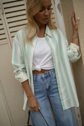 Green Striped Longline Shirt