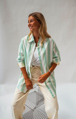 Green Striped Longline Shirt
