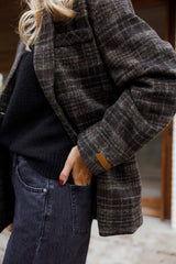 Grey Checkered Double-Breast Coat