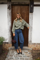 Green High Neck Knit Sweater