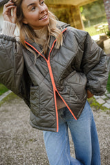 Olive Green Front Zipper Rainy Coat