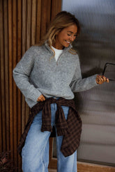 Light Grey Zippered Sweater