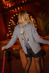 Heather Gey Back Bowtie Knit Sweater