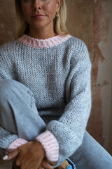 Grey Knit Pullover Sweater