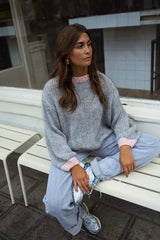 Grey Knit Pullover Sweater