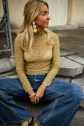 Khaki Crochet Lace Blouse