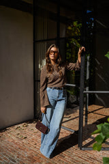 Leopard Long Sleeves Crop Blouse