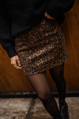 Brown Leopard Print Mini Skirt