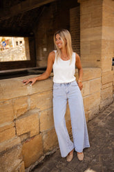 Light Blue Wide-Leg Denim Jeans