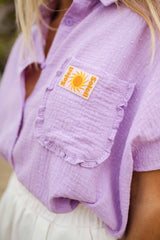 Lilac Button Down Short Sleeves Shirt