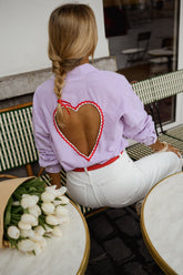 Purple Striped Sweetheart Cutout Shirt