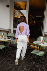 Purple Striped Sweetheart Cutout Shirt