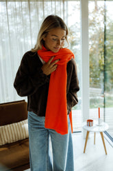 Orange Ribbed Knit Scarf