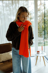 Orange Ribbed Knit Scarf