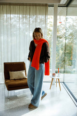 Orange Ribbed Knit Scarf