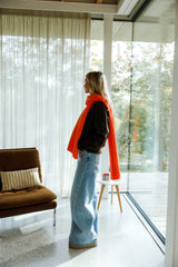 Orange Ribbed Knit Scarf