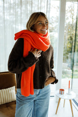 Orange Ribbed Knit Scarf