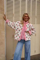 Pink Floral Fleece Jacket