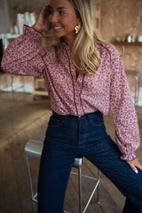 Dusty Pink Daisy Print Chiffon Shirt