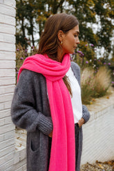 Pink Ribbed Knit Scarf