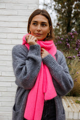 Pink Ribbed Knit Scarf