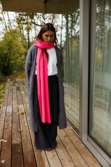 Pink Ribbed Knit Scarf