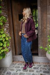 Plum Front Zipper Cardigan